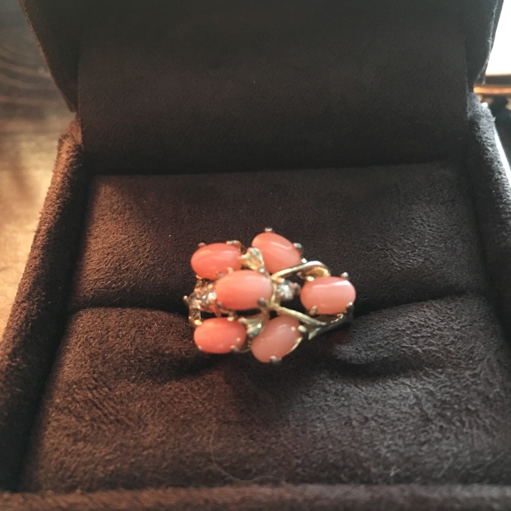 Coral cocktail ring.